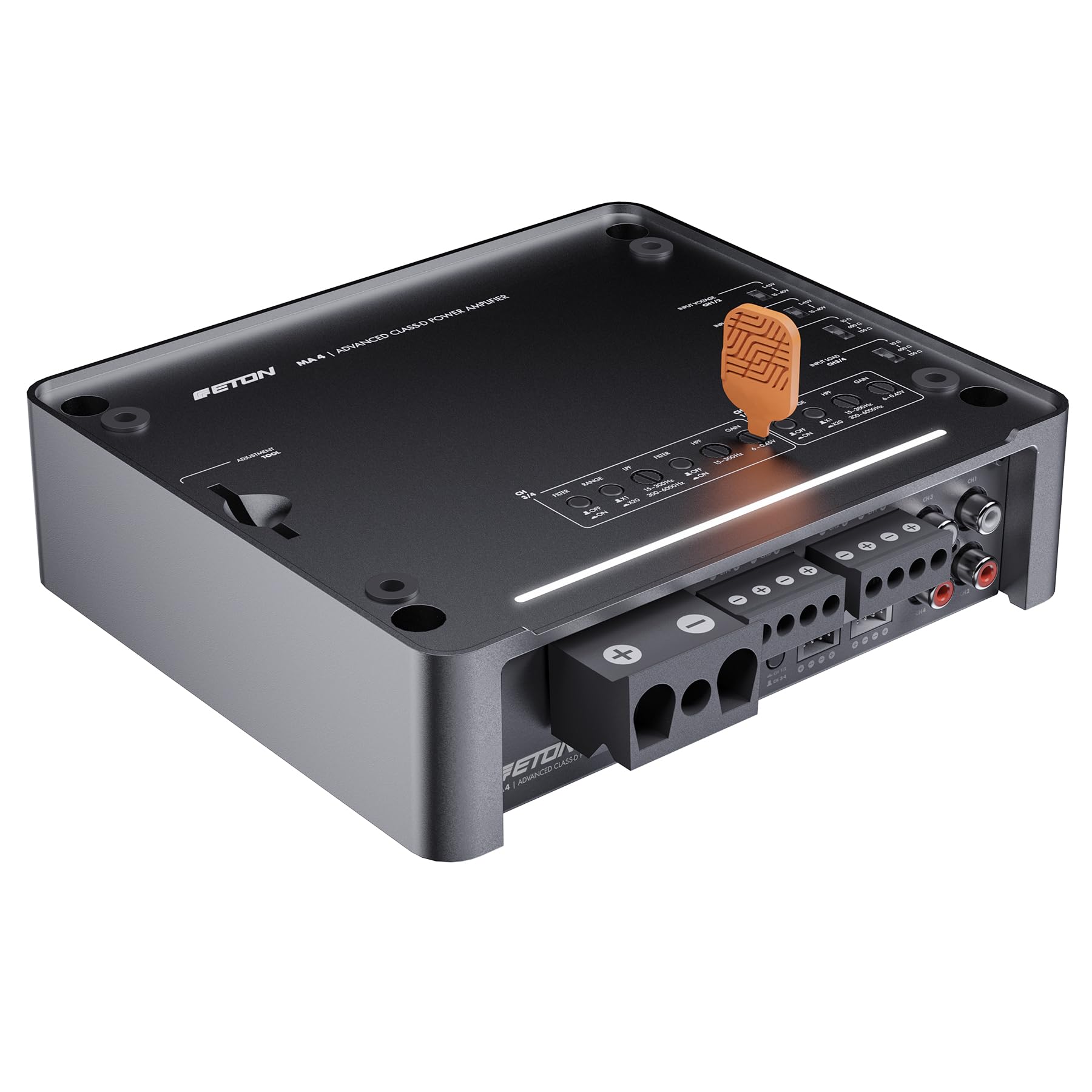 ETON MA 4 – kompakter 4 Kanal Verstärker, leistungsstarke digitale Mini Endstufe für Autos und Reisemobile, Class D Amp mit 4 x 105 W 4
