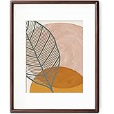 Axeman 11 x 14 Walnut Frame - Rounded Corner 11x14 Picture Frame Matted to 8x10 - Natural Walnut Wood 14x11 Photo Frame with Tempered Glass for Wall Mount Display