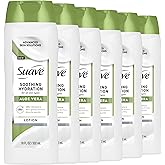 Suave Soothing Hydration Hand & Body Lotion With Aloe Vera Refreshes Dry Skin, Fast Absorbing, Intensive Moisturizing Cream For Women, Non Greasy, Allergen Free, 18 FL OZ, 6 Pack