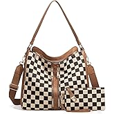 Duyijiff Checkered Purse Hobo Handbags for Women Checkered Crossbody Bags Plaid Shoulder Bag Tote Purse for Daily