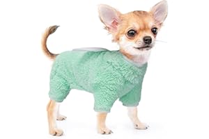 KOSIYI Dog Sweaters for Small Dogs Male Female Green Dog Sweater Winter Dog Clothes for Small Dogs Boy Girl, Lightweight Velvet Dog Pajamas Pet Jumpsuit, Pjs, Cat Apparel, Dog Onesie, Small, Green