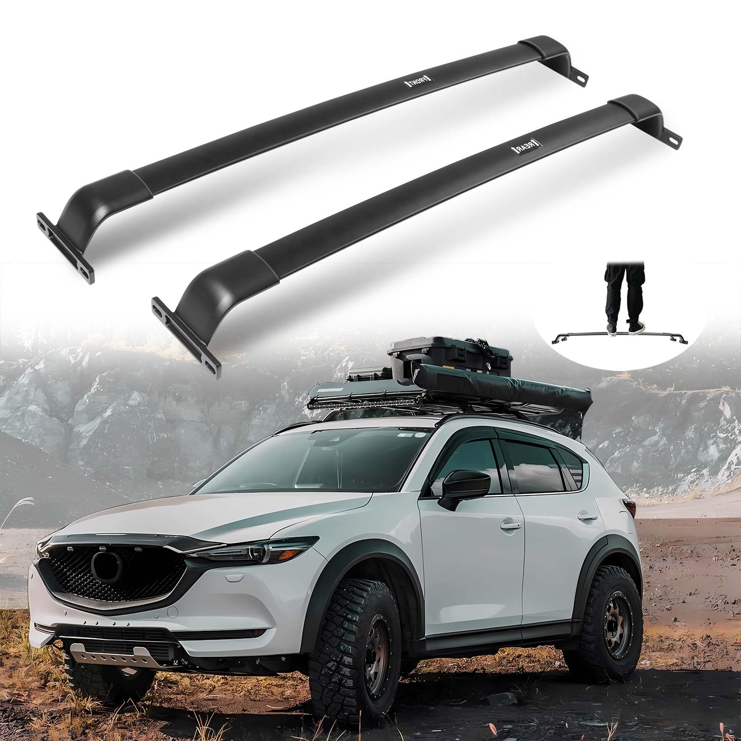 Photo 1 of SNIXWOO Enhanced 220 LBS Roof Racks Cross Bars Fit for Mazda CX-5 CX5 2017-2022, Work with Flush Side Rails, All Aluminum Cross Rails