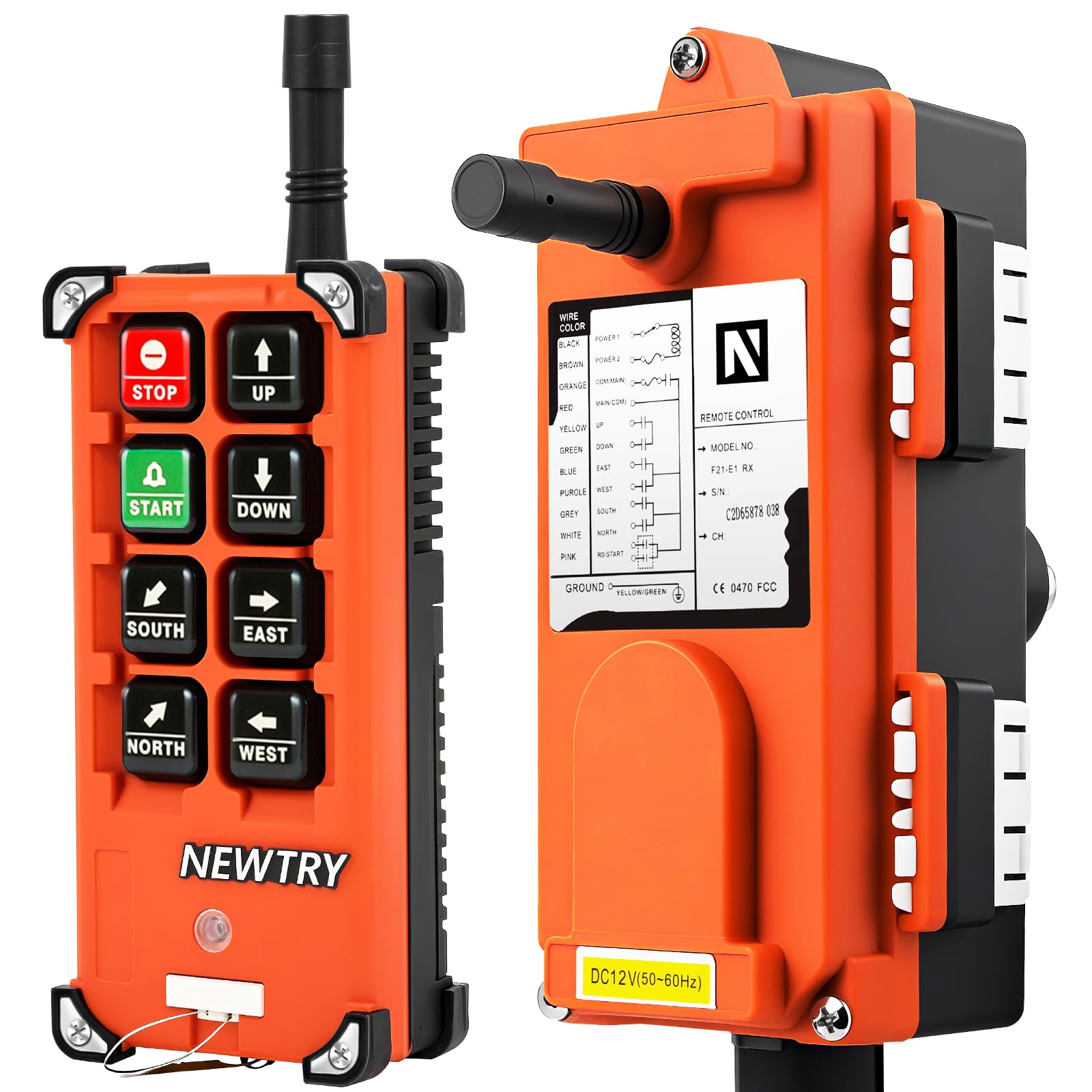 Photo 1 of NEWTRY 8 Buttons Wireless Crane Remote Control 12V Industrial Channel Electric Lift Hoist Wireless Switch Transmitter Receiver (A Transmitter + 12V Receiver)