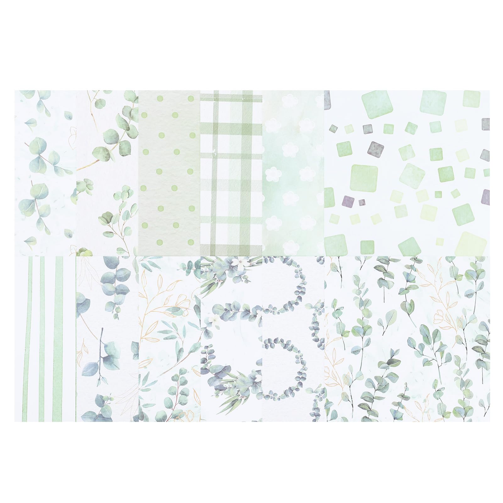 PATIKIL 12x12 Scrapbook Specialty Paper, 24 Sheet Double-Sided Leaf Style Decorative Craft Paper Creative Sheet for Photo Decor Journal DIY Card,Light Green