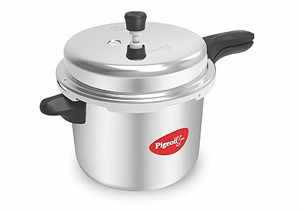 Pigeon by Stovekraft Deluxe Aluminium Pressure Cooker, 10 Litres,Silver