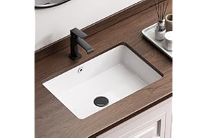 Rectangular Undermount Bathroom Sink, QISHKA 21" x 14.5" Ceramic Undercounter Vanity Sink White Porcelain Vessel Sink, Rectangle Wash Basin with Overflow for Restroom