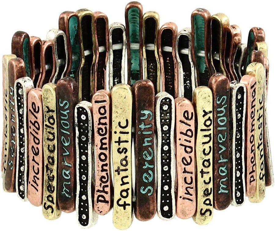 More Than Words Inspirational Stretch Bracelet in Patina