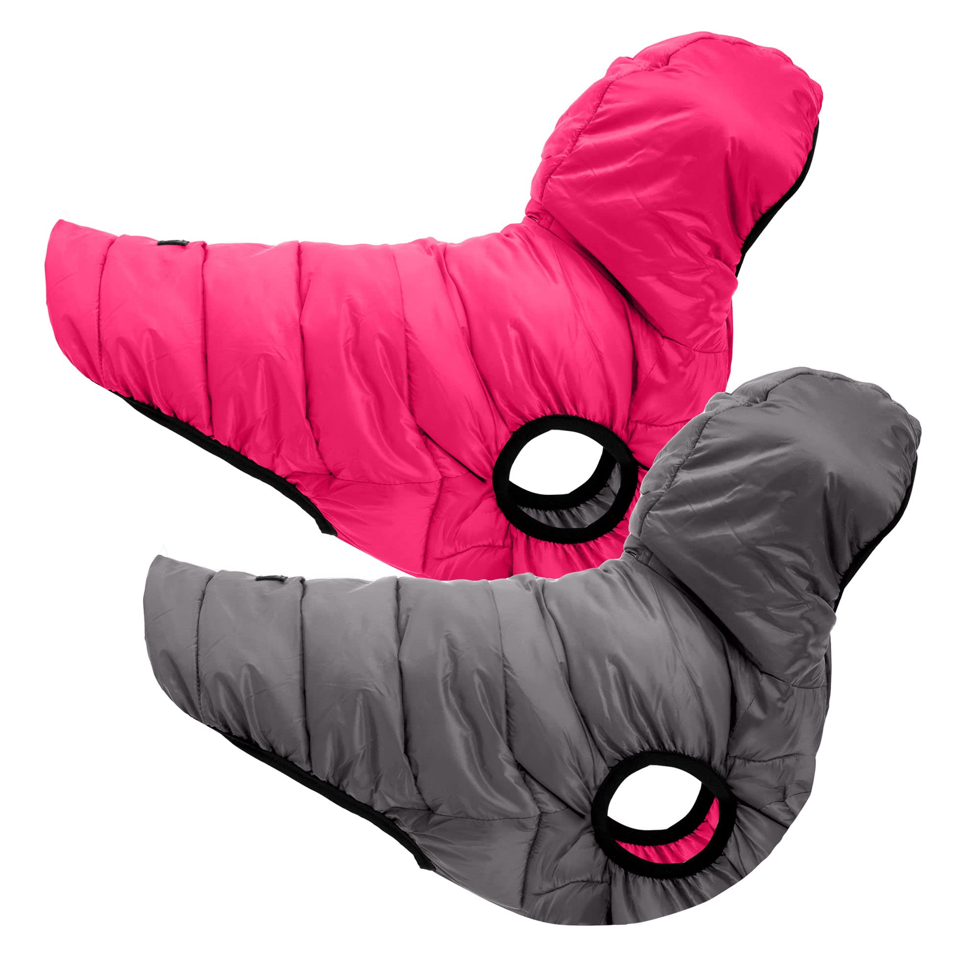 Pawtitas Reversible Dog Coat Windproof A Cold Weather Dog Puffer Vest - Pink/Grey Zip Up Dog Jackect For Small Dogs | Dog Vest winter Coat To Keep Your Puppy Warm For Cold Weather