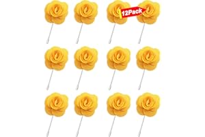 12Pack Flower Lapel Pins Stick Brooch, Handmade Camellia Flower Boutonniere for Men Women Suit Wedding Party