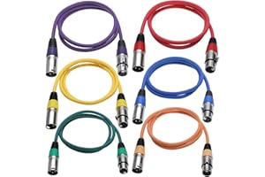 Yaegoo 6 Pack 3 FT/1 M XLR Male to XLR Female Cables Balanced Cords Audio Microphone Cable Cords