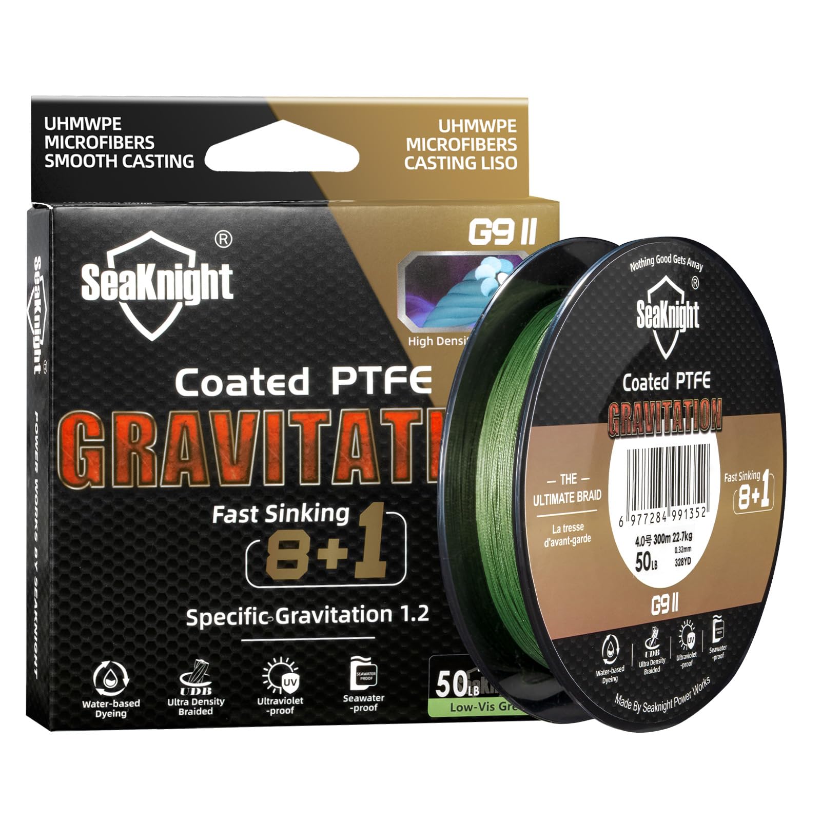 Seaknight G9 Series 9 Strands 8+1 Braided Fishing Lines 150M Fast Sinking Super Smooth PE Multifilament Wire PTFE Coating Seawater-proof UV-proof Sea Fishing Line 17-80LB — image 1