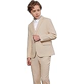 Lamgool Boys Suits Slim Fit Tuxedo Kids Formal Outfit 4-Piece Set with Blazer Jacket Shirt Vest Pants for Beach Wedding