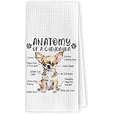LKETW Funny Chihuahua Dog Kitchen Towels, Chihuahua Gifts for Women, Men's Hand Dish Towels, Dog Anatomy Tea Towel for Kitchen, Bathroom Decor