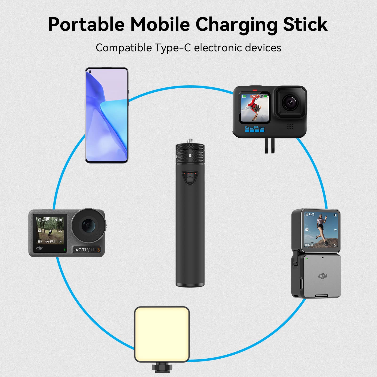 Smatree Portable Power Stick(Power Bank) Compatible for DJI Osmo Mobile 7/6, Extension Rod with 5000mah Battery Compatible for Osmo Mobile 7/6(Osmo Mobile 7/6 is Not Included)