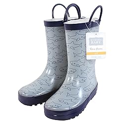 Hudson Baby Kids Rain Boots, Gray Sharks, 4 US