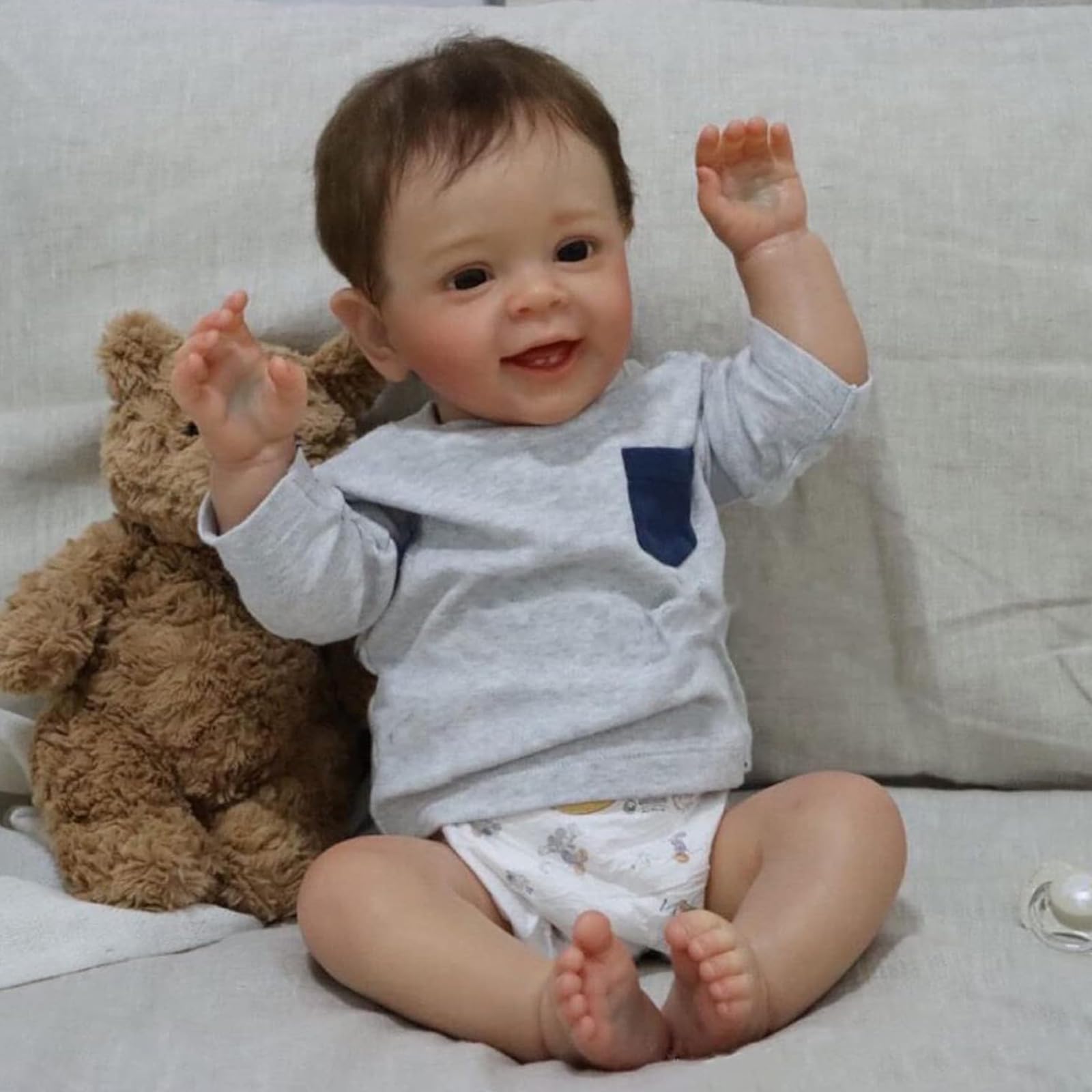 ZIYIUI Lifelike Reborn Baby Dolls 22 inch 55cm Soft Silicone Vinyl Real Life Baby Reborn Dolls Boy Realistic Newborn Baby Weighted Cloth Body Reborn Toddler Dolls Toys