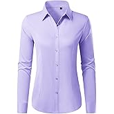 Button Down Shirts for Women Wrinkle Free Dress Shirt Classic Fit Long Sleeve Casual Business Blouse Work