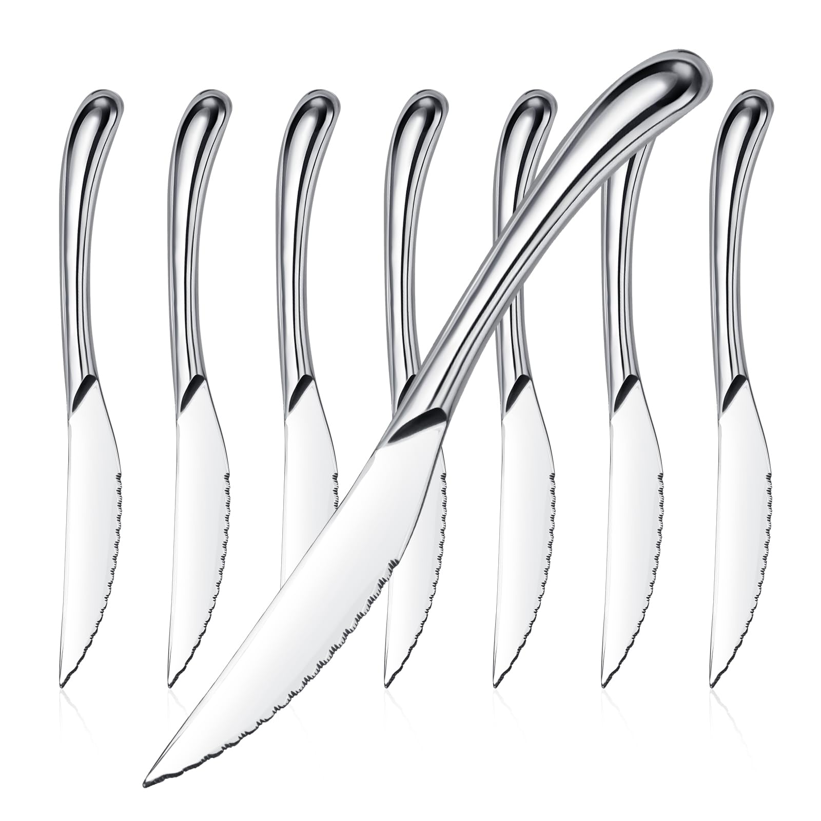 Photo 1 of Steak Knives Set of 8, Sharp Serrated Steak Knives with Solid Handle, Premium High Carbon Stainless Steel Steak Knife Set