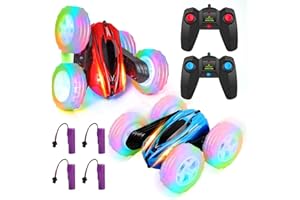 LIZHOUMIL Remote Control Car, Double Sided 360° Flips RC Stunt Cars with Wheel Lights and Headlights, 4WD 2.4Ghz Stunt Car for 6-14 Year Old Kids Xmas Toy Cars Gift for Boys Girls