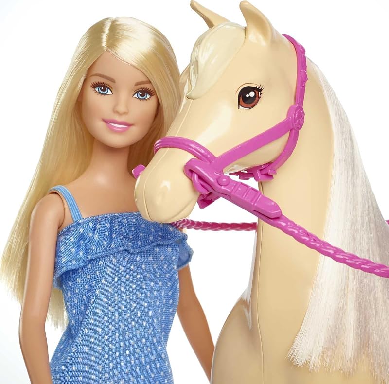 Boneca barbie com cavalo de brinquedo +3 anos (mattel fxh13)