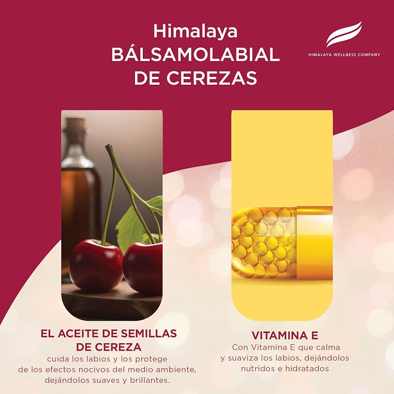 Bálsamo labial Cherry Shine con aceite de semilla de cereza y vitamina E | Acabado brillante natural | Nutre, hidrata y protege los labios, 4.5g