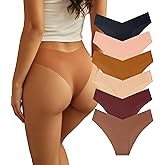 Beafulrab Women Seamless Underwear Soft No Show Stretch Bikini Invisibles Hipster V Cut Panties 6 pack
