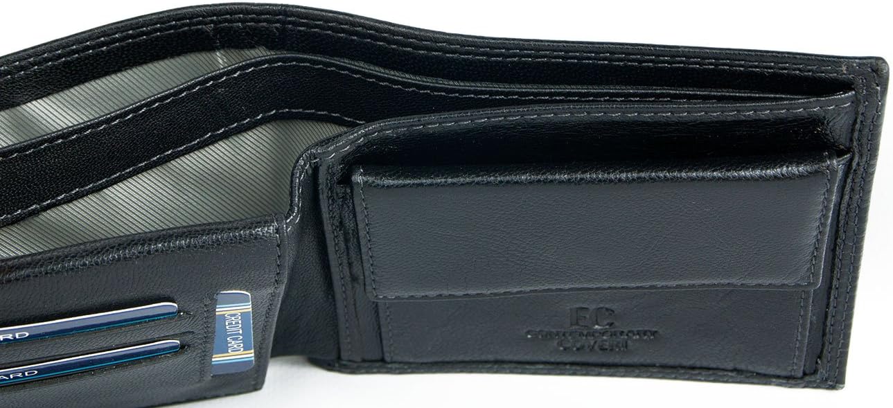 EC-Contemporary Men's Large Black Soft Genuine Leather Wallet - Image 5