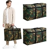 2 Packs Extra Large Moving Bags, 100L Heavy Duty Storage Bags, Camouflage | 600D Oxford Cloth with Reinforced Handles and Double Zipper, Waterproof Reusable for Moving, Camping, Travel