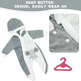Aolso Baby Doll Clothes 14-18 Inch Hooded Jumpsuit with Coat Hanger Elephant view 5