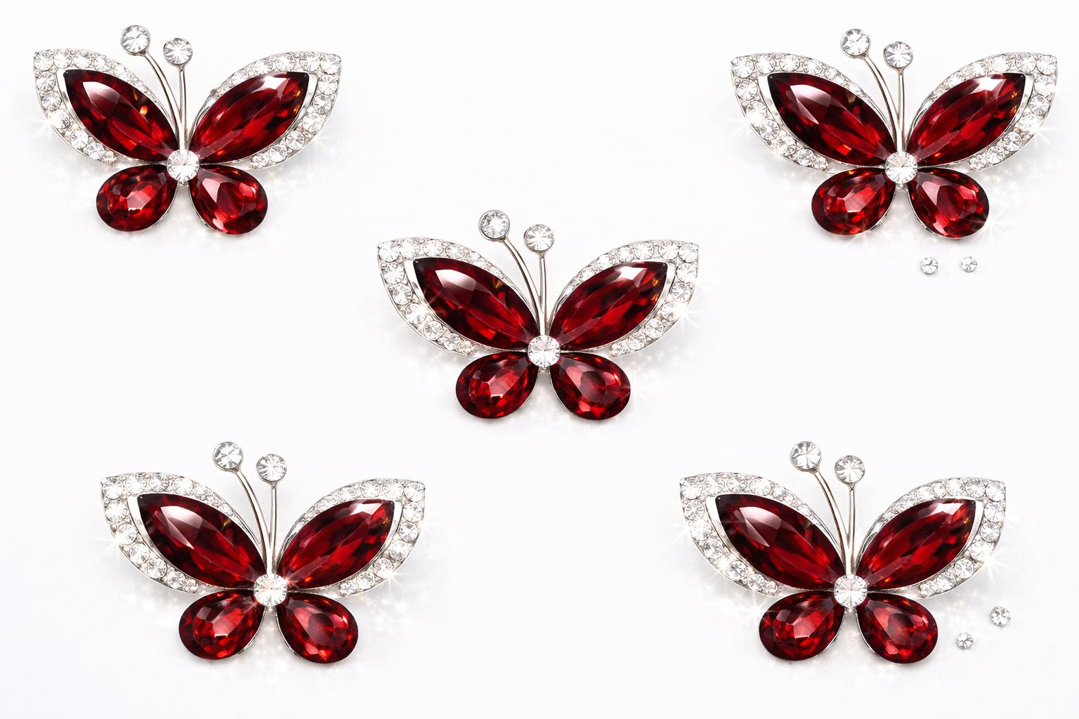 Syntego 5pcs Crystal Butterfly Flat Back Rhinestone Embellishments – Grade A Diamante Craft Decorations | Sparkly Butterfly Gems for Wedding, DIY Crafts, Cards, Scrapbooks, and Home Décor — image 1