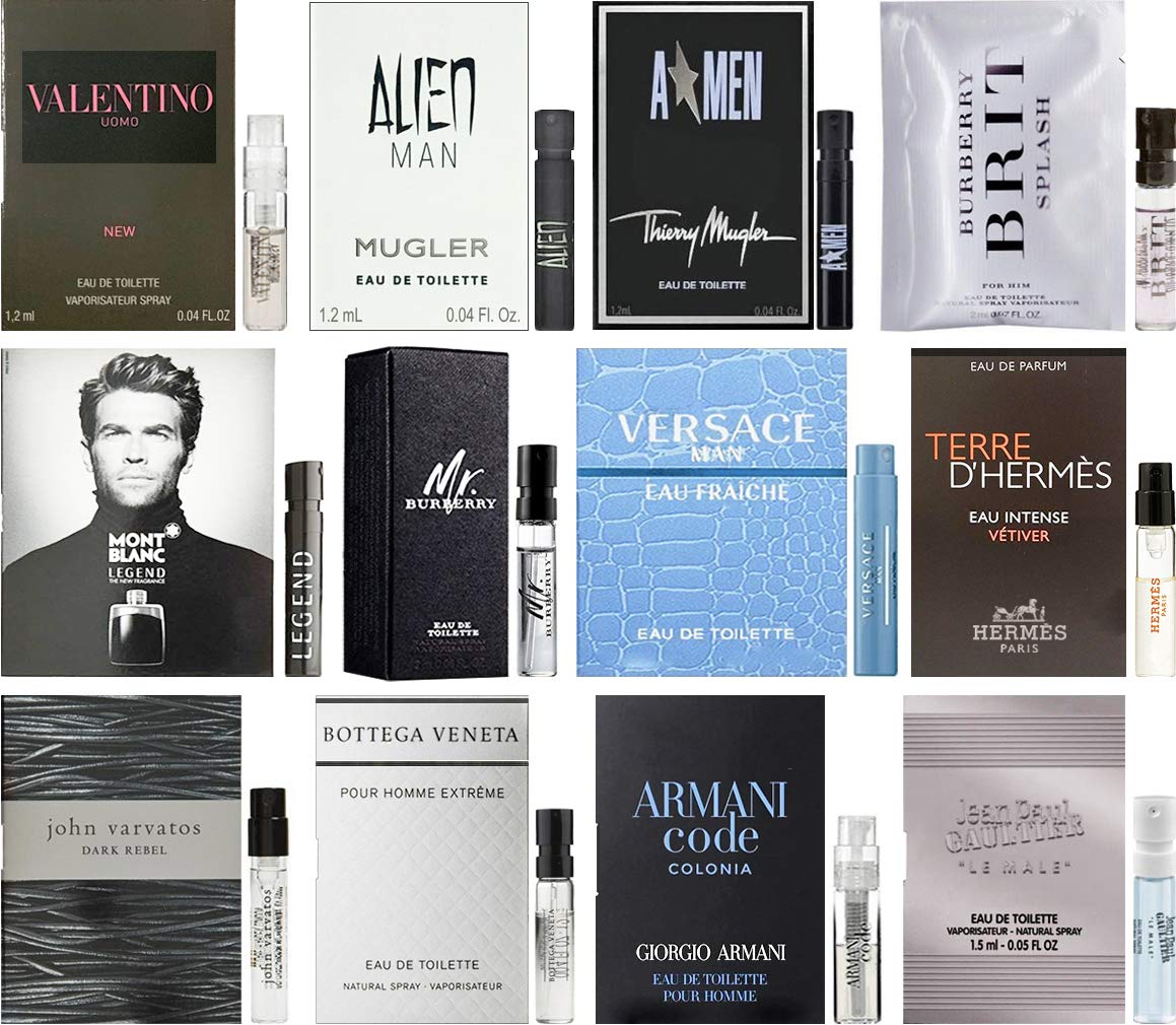 Best Selling Designer Fragrance Sampler for Men - Lot x 12 Cologne Vials