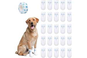 Miocololy Disposable Dog Booties Waterproof for Dog Paw Protectors, Adjustable Disposable Pet Shoe Covers with Bandage for Small and Medium Pets (S)
