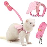YBEATY Ferret Harness and Leash Set Small Animals Vest Harness Soft-Harness Leash Vest Set with Bell Guinea Pig Clothes for Baby Ferret Rats Hamster Teacup Chihuahua Mouse Small Pet