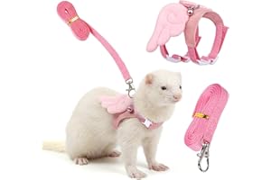 YBEATY Ferret Harness and Leash Set Small Animals Vest Harness Soft-Harness Leash Vest Set with Bell Guinea Pig Clothes for B