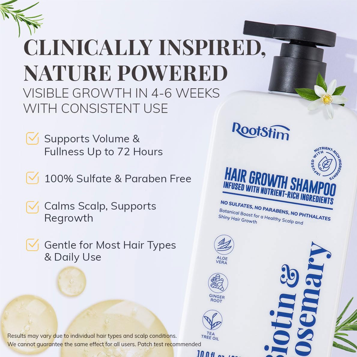 Biotin & Rosemary Shampoo for Hair Growth: Hair Loss Shampoo for Thinning Hair Infused with Nutrient Rich Ingredients for Hair thickening Sulfate Free 10 fl oz