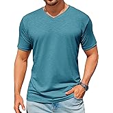 Runcati Mens T-Shirts Short Sleeve V Neck Casual Classic Shirt Summer Stretchy Regular Fit Lightweight Tees