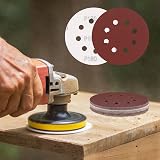 Yibaijia 15 Pcs 125mm 180 Grit Sanding Discs Hook & Loop 8 Holes for Orbital view 7