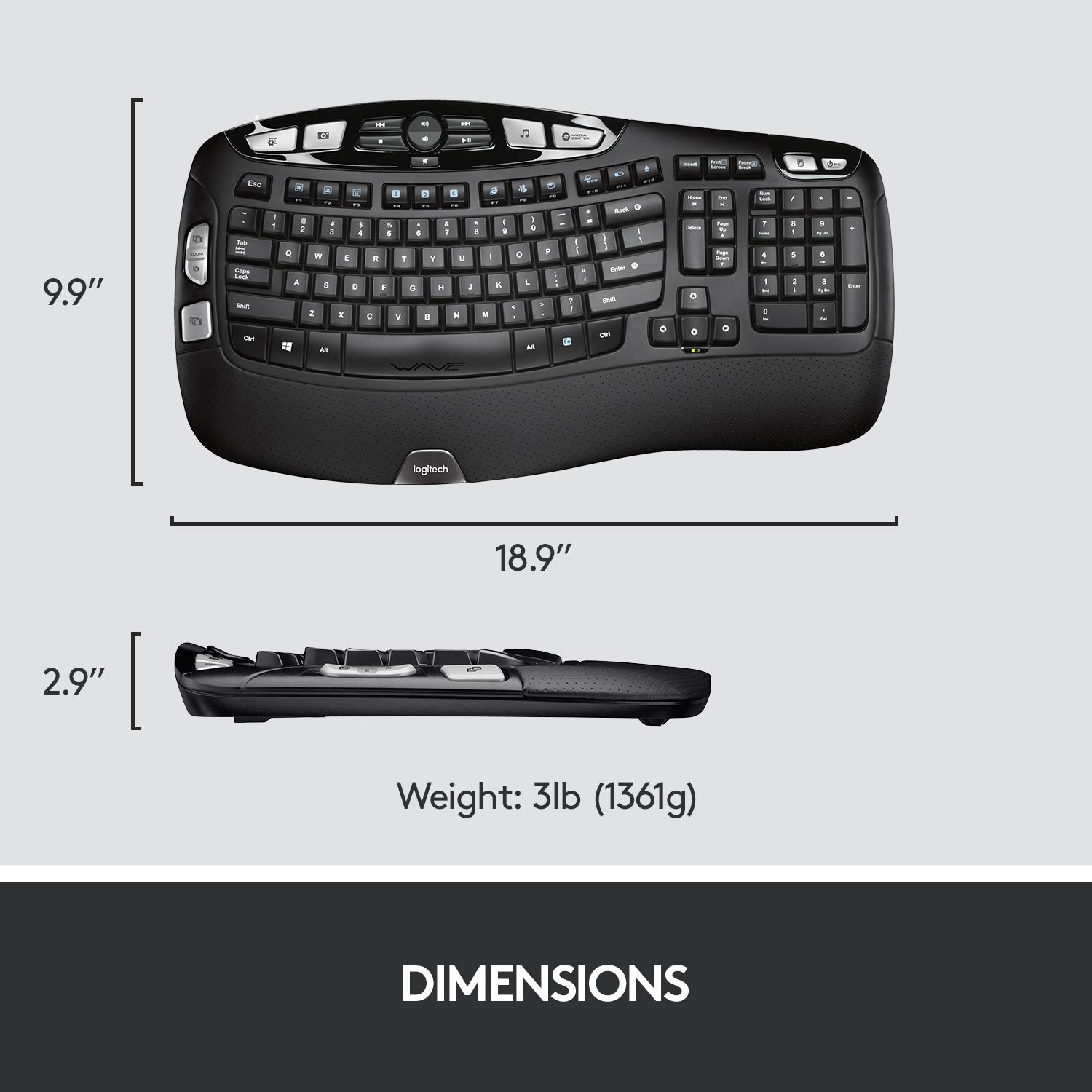 Logitech MK550 Wireless Wave Keyboard and Mouse Combo Includes
