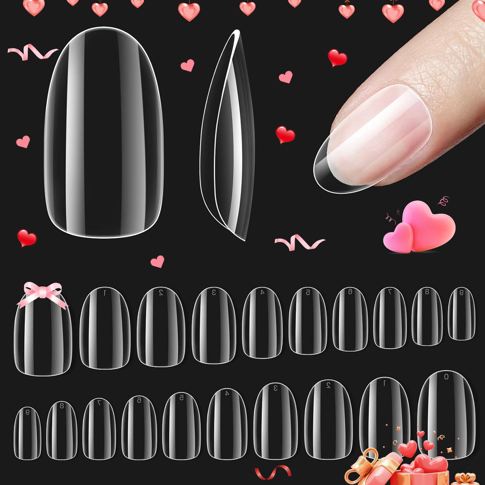Gel & nail Short Oval Shape 500Pcs Clear Soft Gel Tips for Soak-Off Easy Extensions Acrylic Press-On DIY Nails — image 1