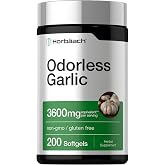 Horb&auml;ach Odorless Garlic Softgel Supplement | 200 Pills | Ultra Potent Concentrated Herbal Extract | Non-GMO &amp; Gluten Free