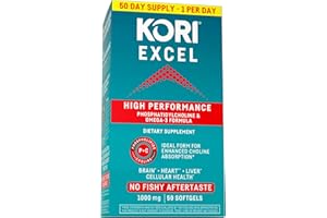 Kori Krill Excel Krill Oil 1000mg Supplements with EPA & DHA, High Performance PC Formula for Max Absorption, Non-GMO Source, 50 Softgels