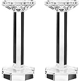 kitCom Crystal Candle Holders Set of 2, 8.27 Inch Tall Crystal Candlestick Holders for Taper, Long Candles or Tea Lights - Home Decoration, Wedding, Housewarming and Graduation Gifts