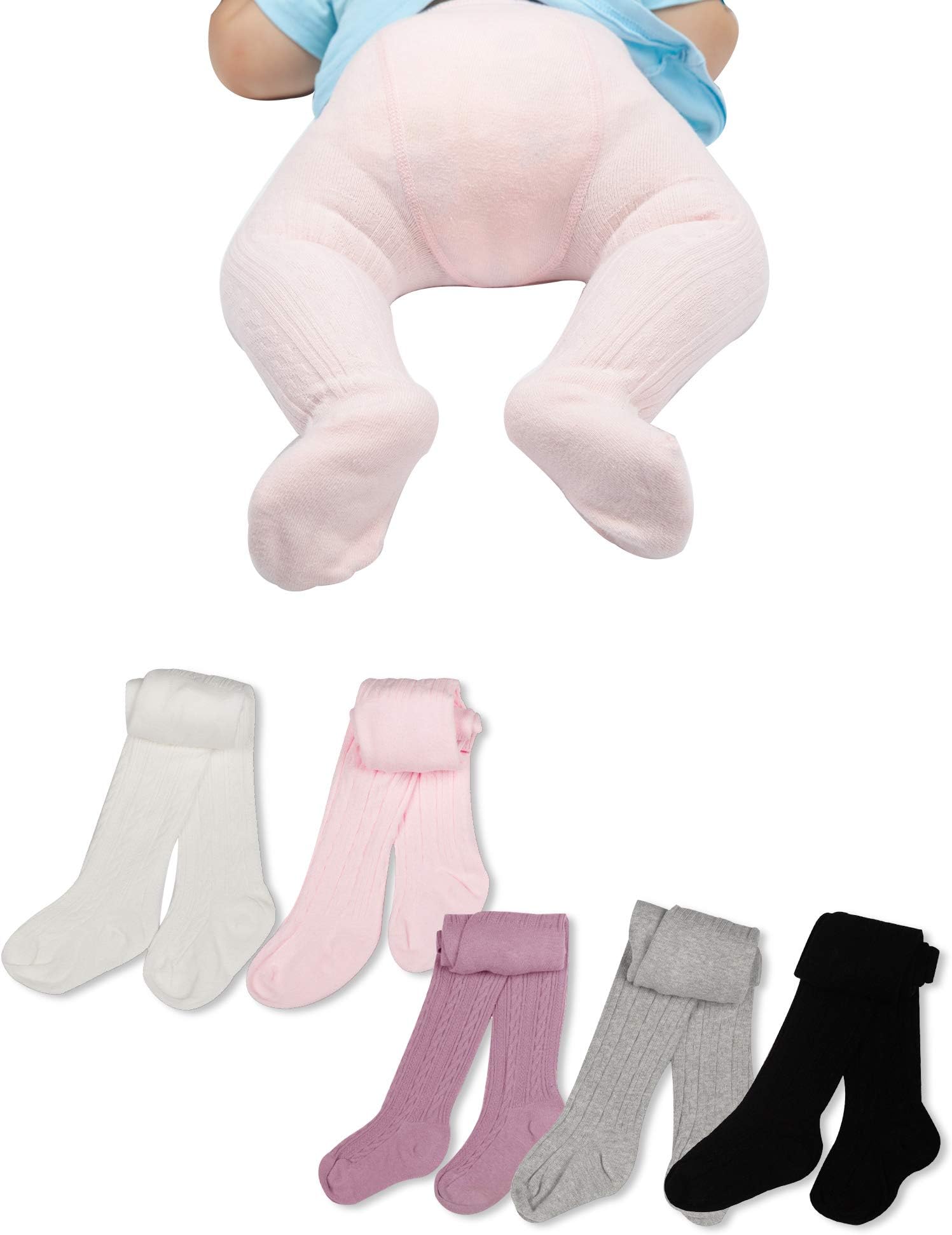 Baby Tights Toddler Girls Boys Tights 3 Pack Knit Cotton Leggings Pants for Infant Stockings 0-4 Years