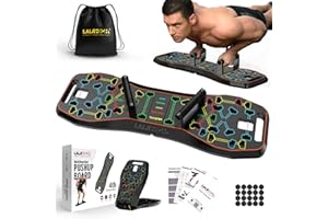 LALAHIGH Push Up Board,36 in 1 Home Gym Equipment with Ab Roller Wheel & Resistance Bands, Portable Foldable Workout Board for Full Body Strength Training Men Women,Christmas Gift