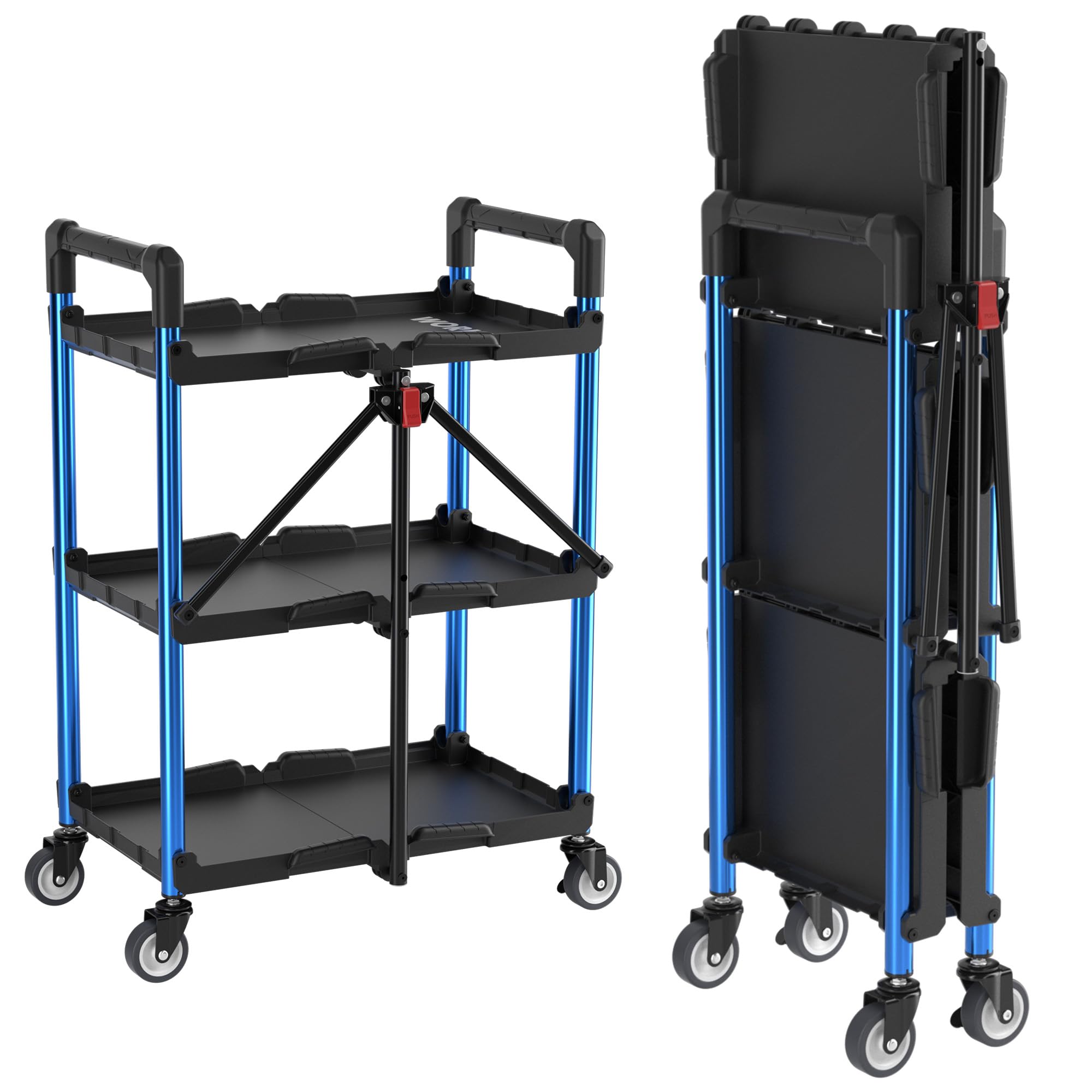 WORKPRO 3-Tier Collapsible Service Cart, 210 LBS