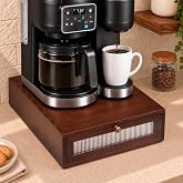 CheerNest Solid Wood Coffee Maker Stand with Drawer, Under-Machine Storage | Pre-installed, Rear Cord Wrap, Vintage Coffee Machine Base for Countertop, Coffee Bar, 25lbs Load Capacity, Walnut Finish