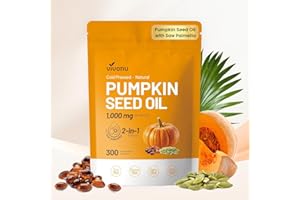 VivoNu Pumpkin Seed Oil with Saw Palmetto Capsules | Cold Pressed, Pure Virgin Oil, Essential Fatty Acids & Phytosterols | 300 SoftgelsSupports Hair, Urinary, Bladder & Prostate Health | Non-GMO