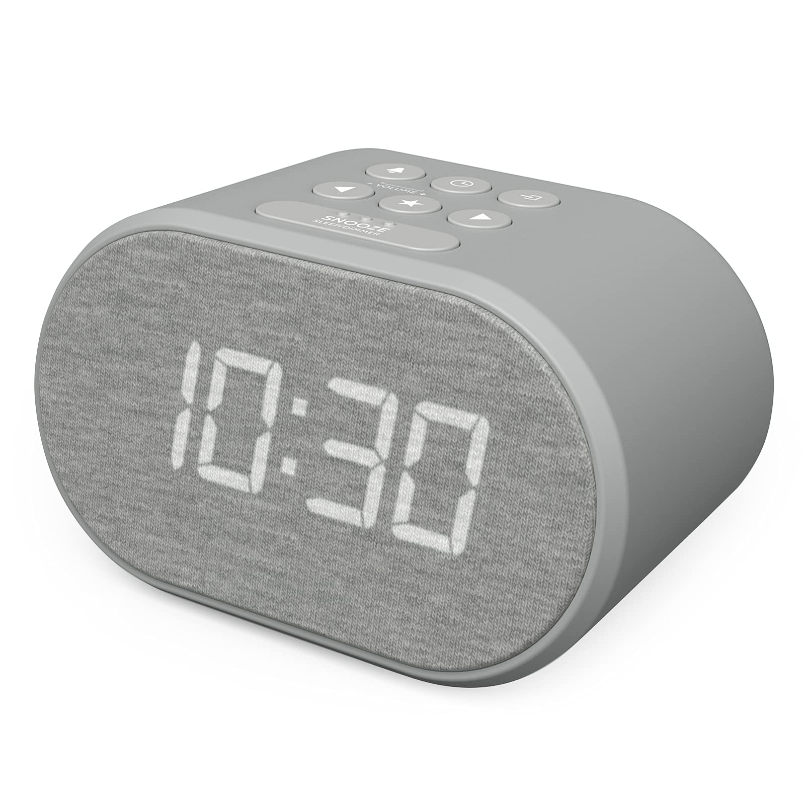 i-box 目覚まし時計 ベッドサイド カチカチ音なし LEDバックライト目覚まし時計 USB充電器&FMラジオ付き 5段階調光機能付き 壁コンセント電源 バッテリーバックアップ付き (グレー)