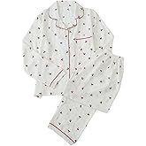 Verdusa Women's 2 Piece Pj Sets Matching Sets Printed Pajama Sets Sleepwear Long Sleeve Tops and Pants