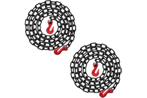 2-Pack Falcon Cargo 1/4" X 10' Grade 80 Transport Binder Chain - 3,500 LBS WLL - Clevis Grab Hook, Tie-Down, Towing